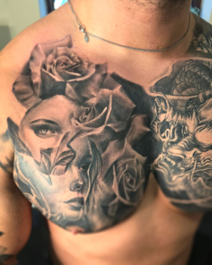 large chest tattoo design gloucester