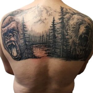 large back tattooing